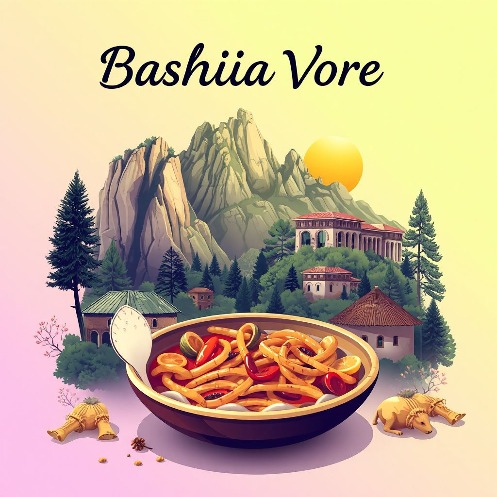 Ultra-high-definition gradient illustration style Bashkia Vore illustration, showing the unique charm of Dajti National Park and Tavë Kosi.