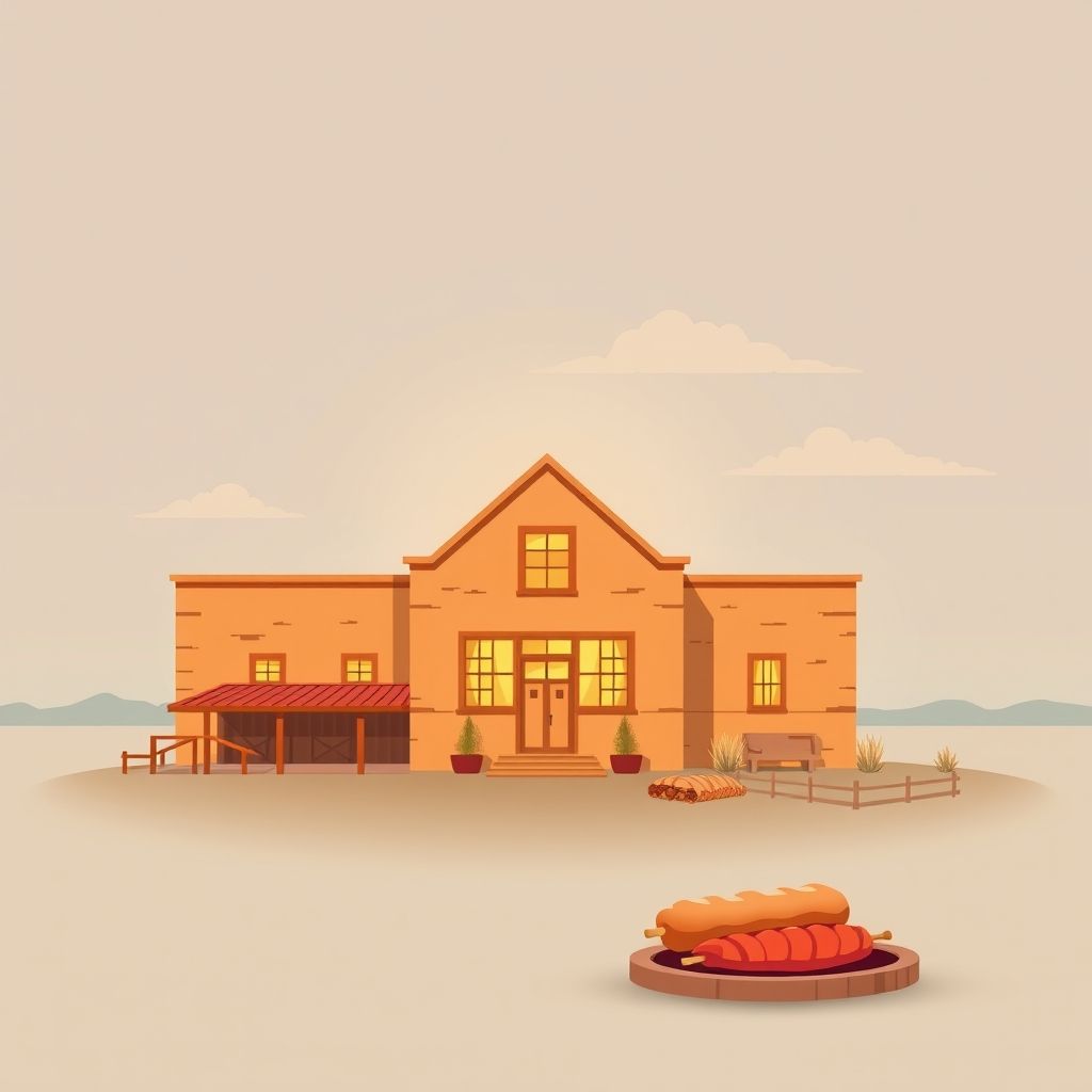 Ultra-high-definition gradient illustration of Dumas, Texas, featuring the Window on the Plains Museum, Texas Panhandle scenery, and a hint of local barbecue.