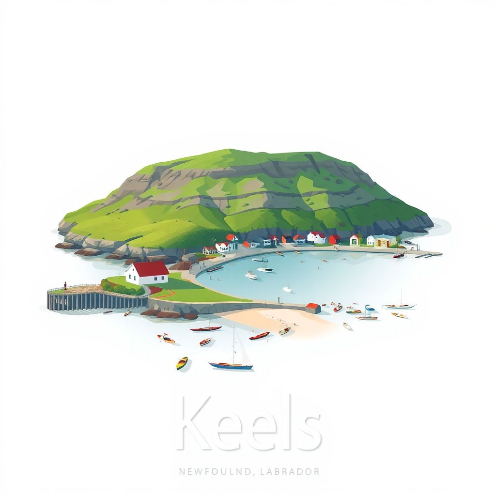 Ultra-high-definition gradient illustration style Keels illustration, showing the unique charm of Keels Beach and the Tablelands.