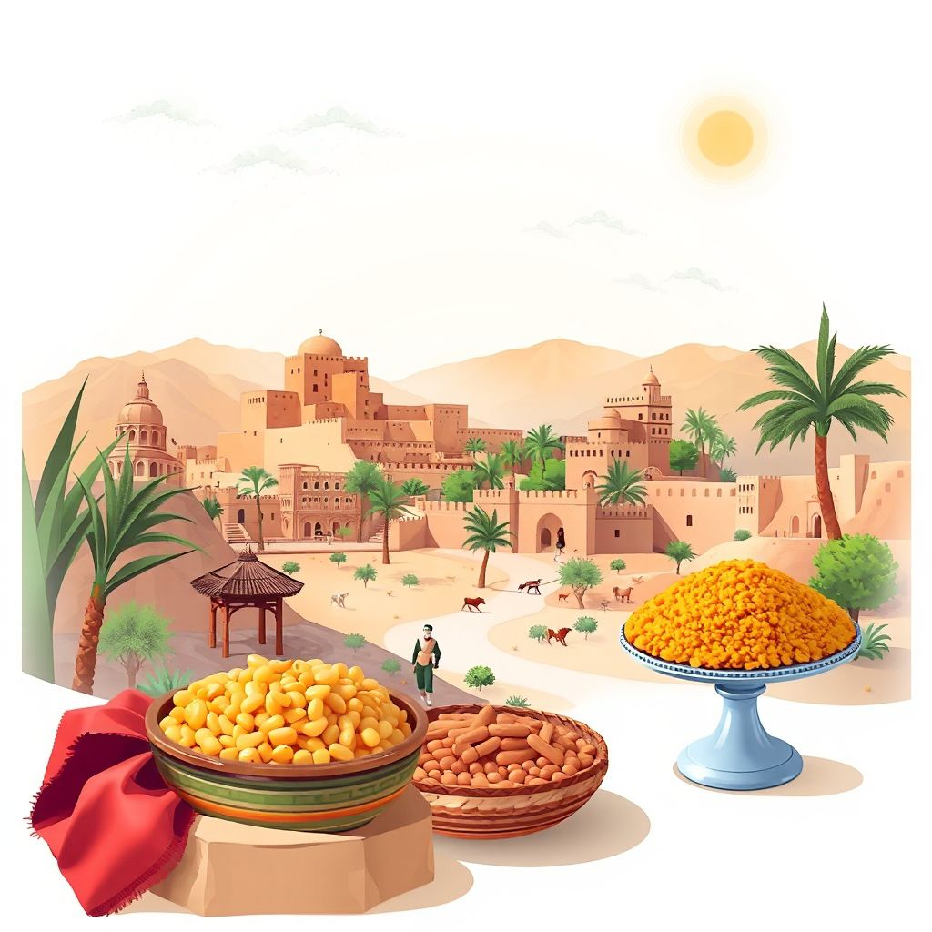 Ultra-high-definition gradient illustration style Djaafra illustration, showing the unique charm of the historic Kasbah of Bordj Bou Arreridj, the scenic landscapes of the region.