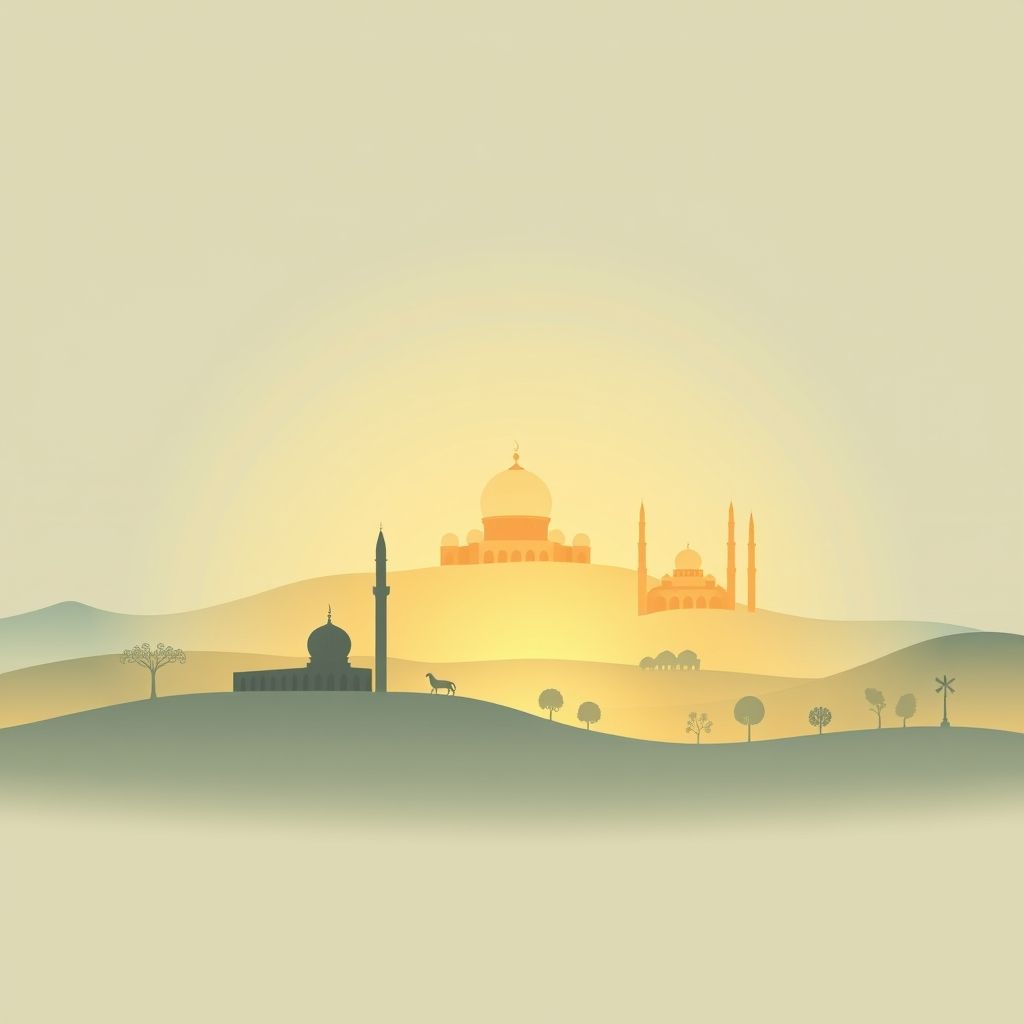 Gradient illustration of Souhane, Larbaa, Blida, Algeria, featuring the Tombeau de la Chrétienne, Beni Mered Mosque, and local cuisine like couscous and makroudh.