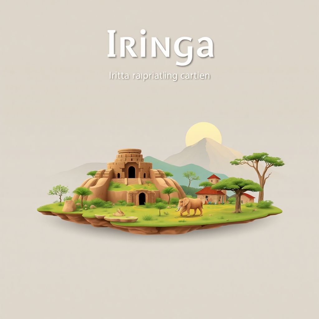 Ultra-high-definition gradient illustration style Iringa illustration, featuring the Isimila Stone Age Site and Ruaha National Park.