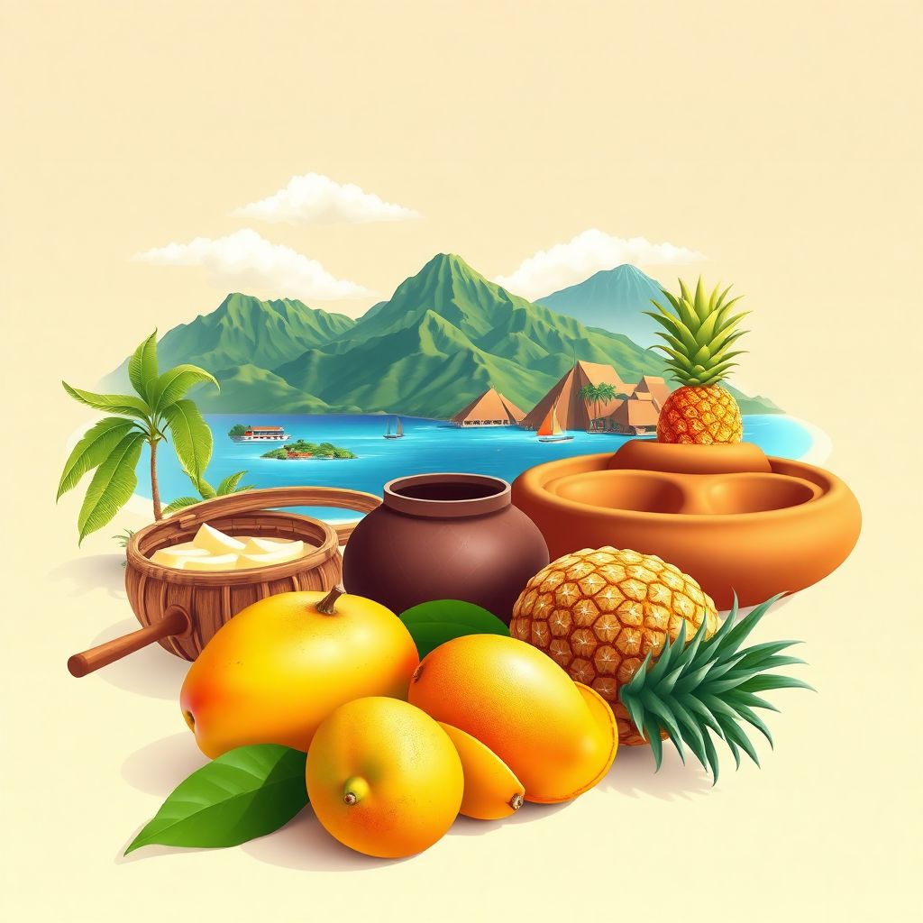 Ultra-high-definition gradient illustration style Fijian illustration, showing the unique charm of the Yasawa Islands and the Beqa Lagoon