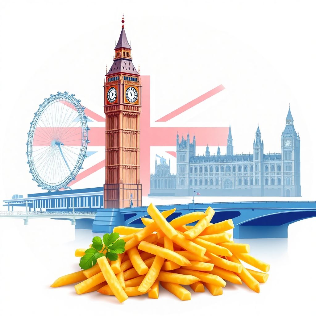 Ultra-high-definition gradient illustrations in British style, featuring Big Ben and the Tower Bridge