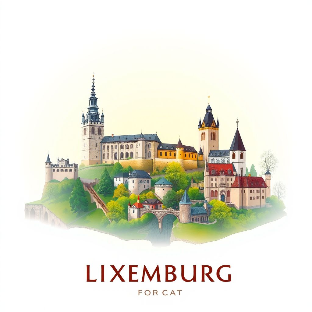 Ultra-high-definition gradient illustration style showing Province du Luxembourg, Wallonia, Belgium with the Château de Bouillon and the Abbey of Orval.