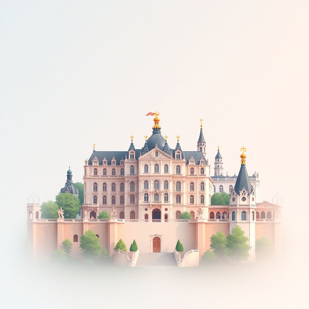 Ultra-high-definition gradient illustration of Yvelines, featuring the Palace of Versailles and the Château de Monte-Cristo.