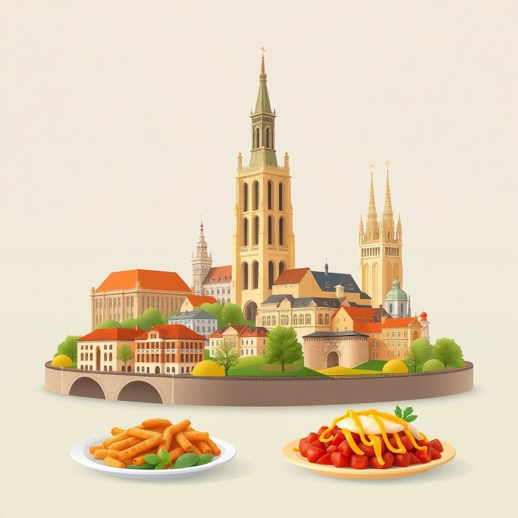 Ultra-high-definition gradient illustration of Arras, featuring the Arras Belfry, the Wellington Quarry, and Flemish carbonade.