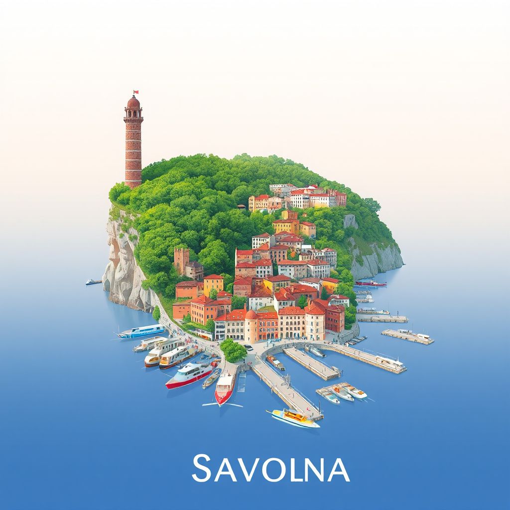 Ultra-high-definition gradient illustration of Provincia di Savona, featuring Torre Leon Pancaldo, Finale Ligure coastline, and Noli.