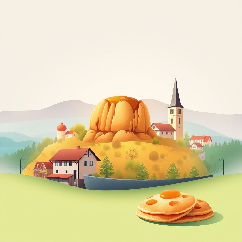 Ultra-high-definition gradient illustration of Hochsauerlandkreis, featuring Bruchhauser Steine, Sauerland landscapes, and Sauerland potato pancakes.