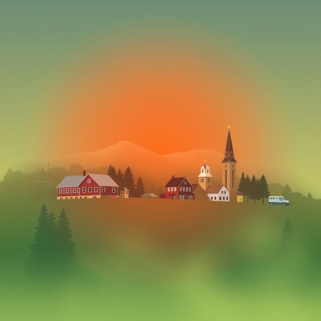 Ultra-high-definition gradient illustration of Township of Metal, featuring the Metal Township Bridge, Michaux State Forest, and Pennsylvania Dutch cuisine.