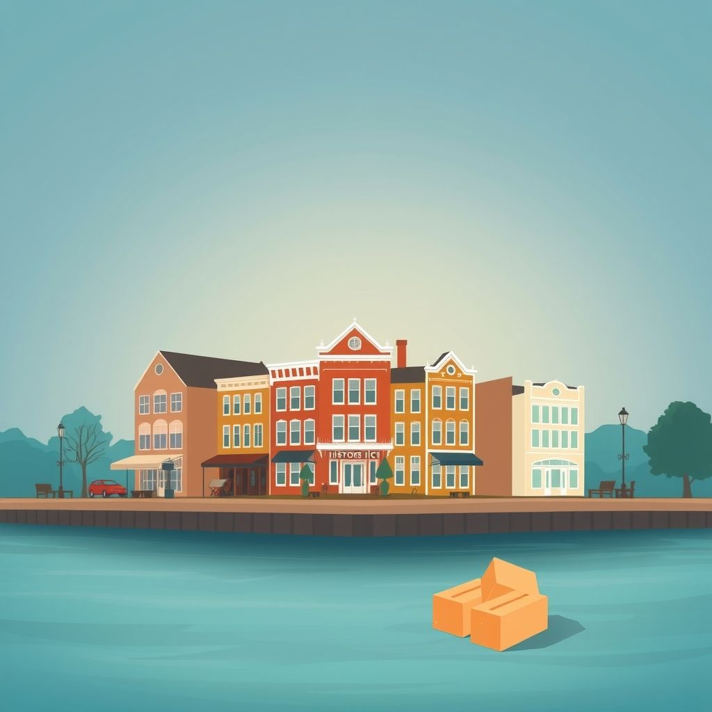 Ultra-high-definition gradient illustration of Yale, Michigan, featuring the Yale Historic District, the St. Clair River, and Mackinac Island fudge.