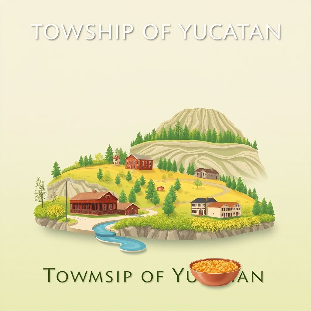 Ultra-high-definition gradient illustration of Township of Yucatan, featuring Money Creek, Bluff Country, and wild rice hotdish.