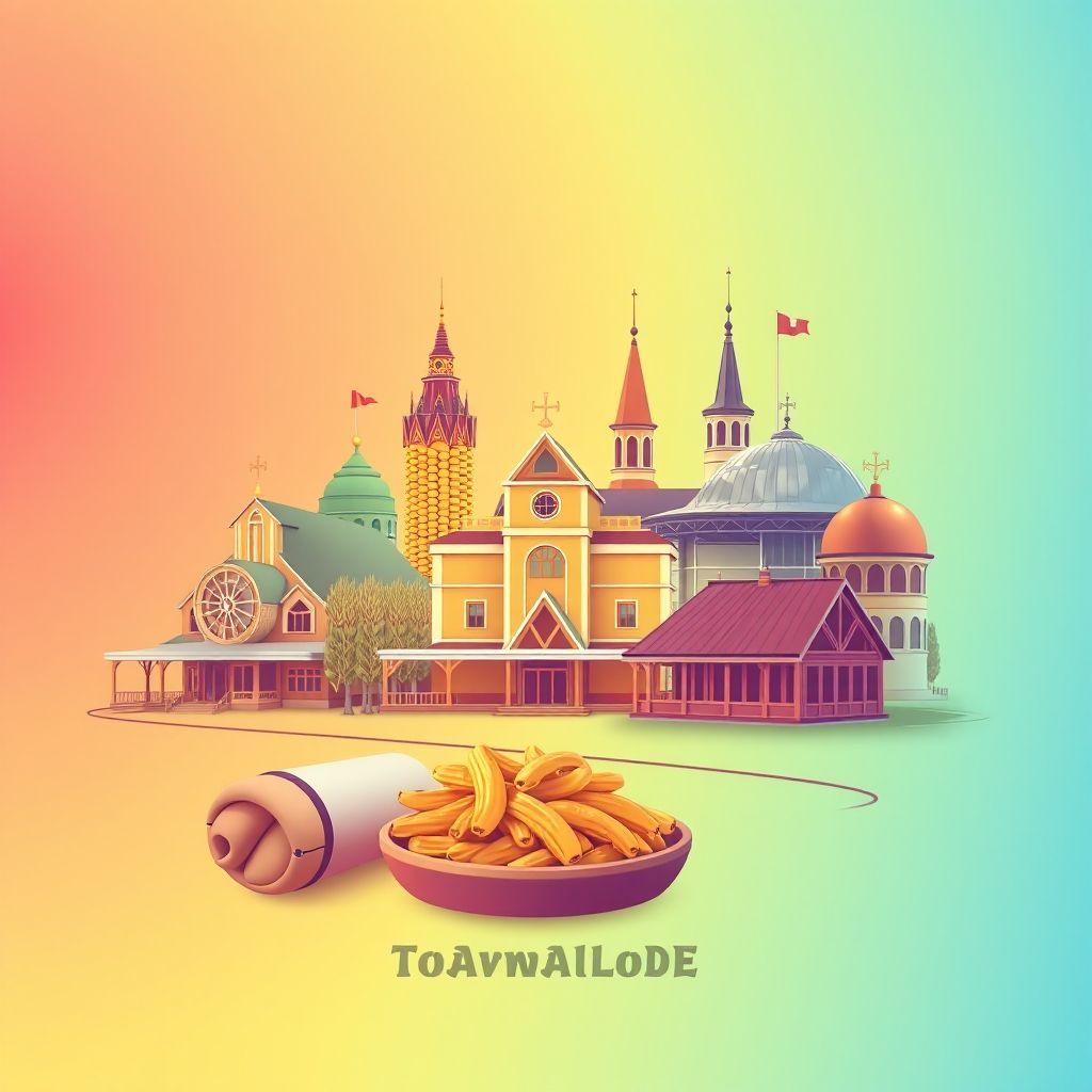 Ultra-high-definition gradient illustration of Township of Dearborn, featuring the Corn Palace, Dakota Discovery Museum, and chislic.