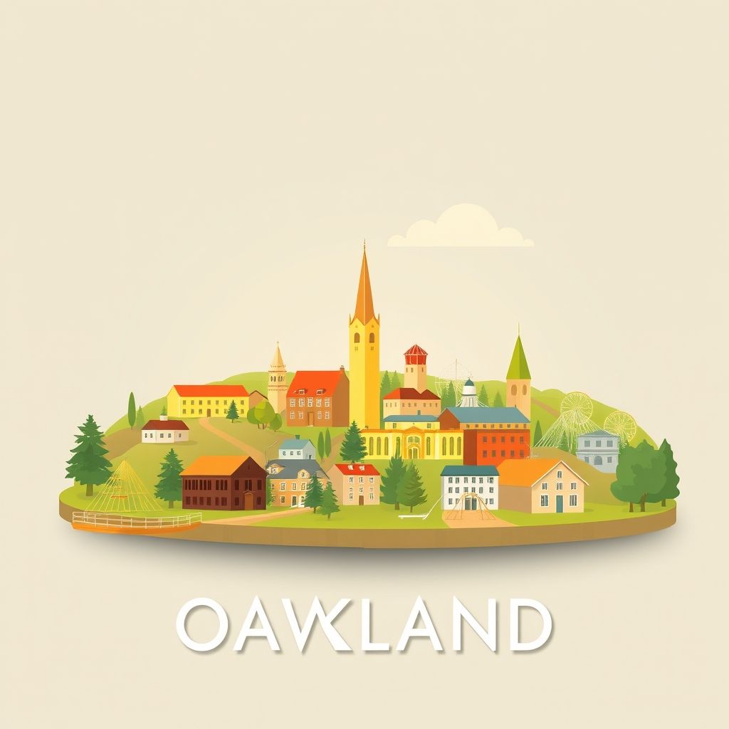 Ultra-high-definition gradient illustration of Town of Oakland, featuring the St. Croix National Scenic Riverway, the Namekagon River, and cheese curds.