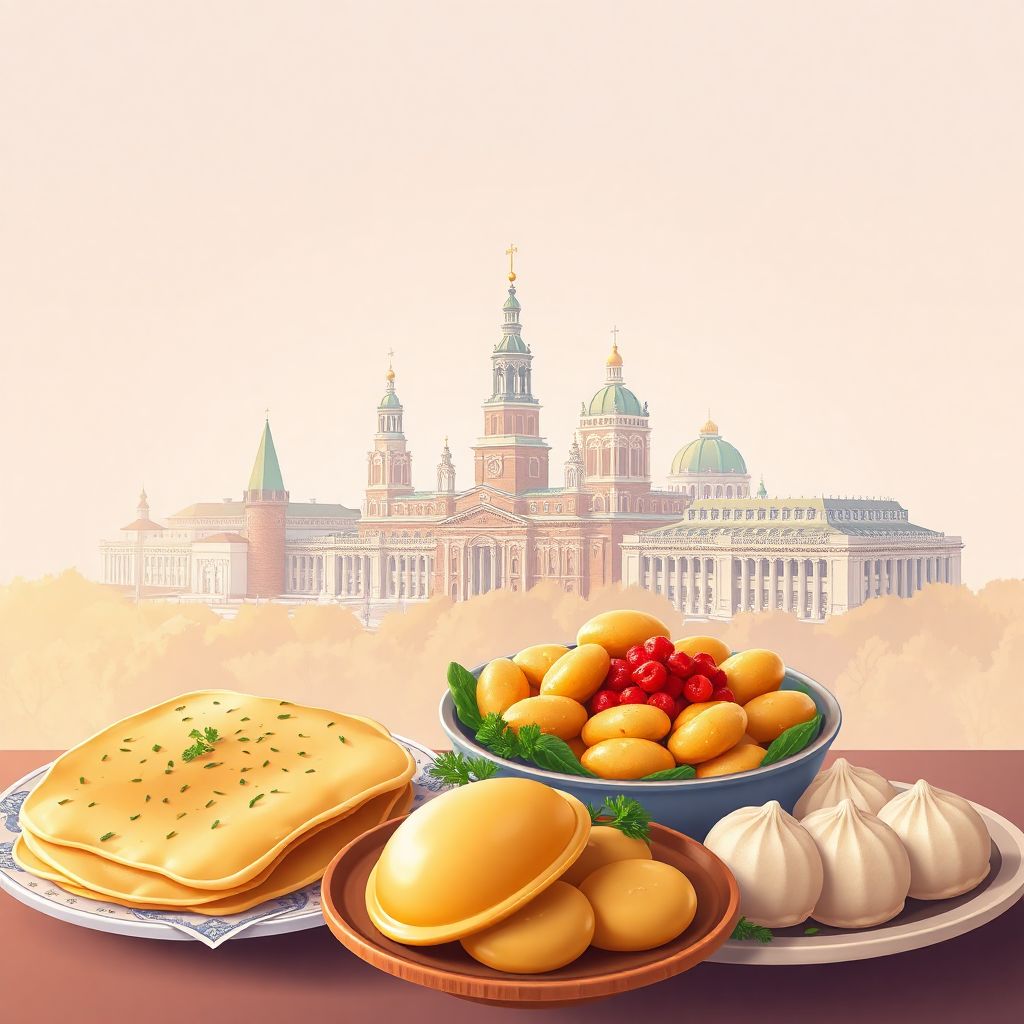 Ultra-high-definition gradient illustration style Belarus illustration, showing the Minsk skyline and the Church of Saints Simon and Helena