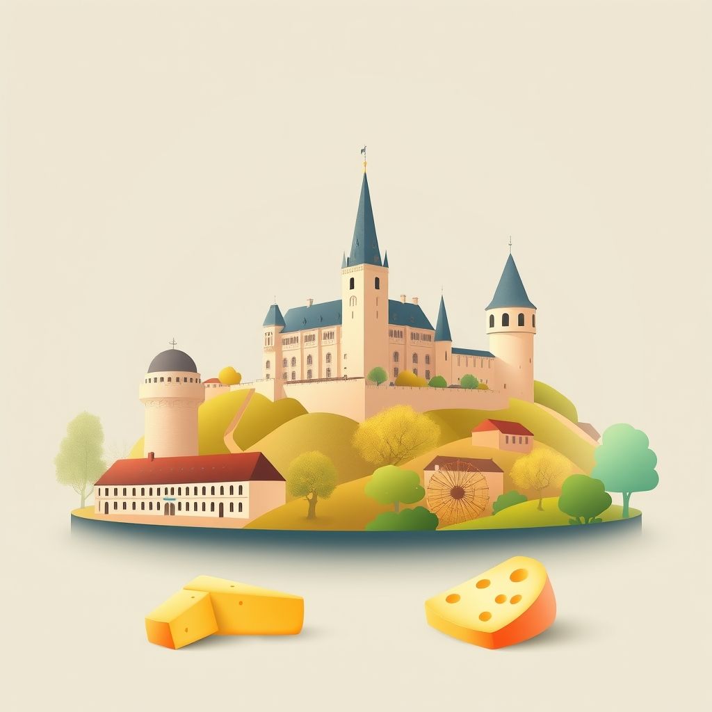 Ultra-high-definition gradient illustration of Indre, Centre, France, featuring the Château de Valençay, Brenne Regional Natural Park, and Pouligny-Saint-Pierre cheese.