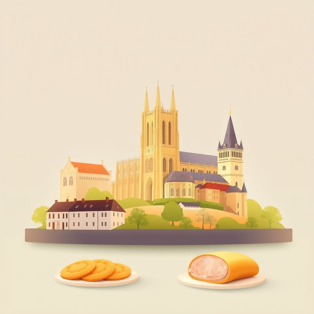 Ultra-high-definition gradient illustration of Eure-et-Loir, Centre, France, featuring the Chartres Cathedral, the Château de Maintenon, and pâté de Chartres.