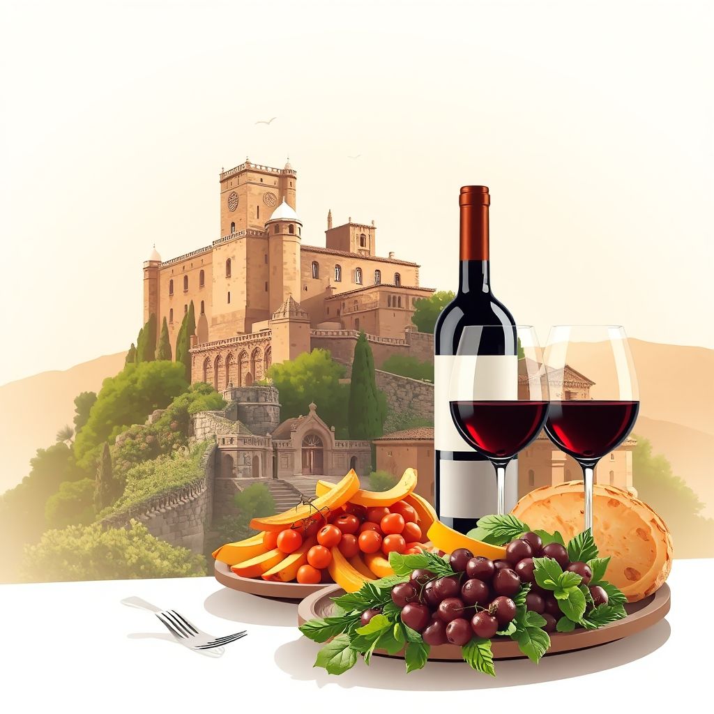 Ultra-high-definition gradient illustration of Ripacandida, featuring Castello di Ripacandida, Chiesa Madre di San Nicola, and Aglianico del Vulture wine.