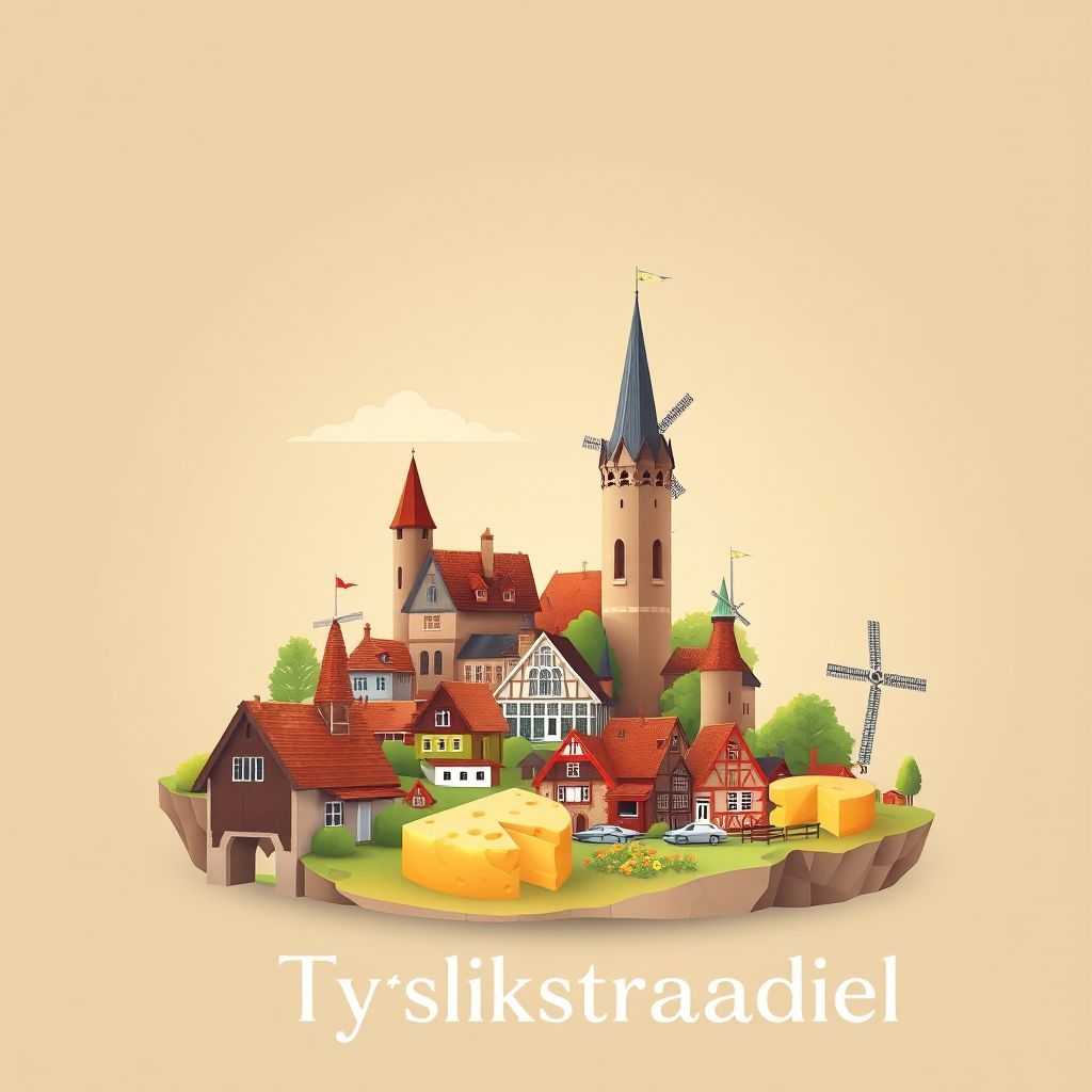 Ultra-high-definition gradient illustration style Gemeente Tytsjerksteradiel illustration, showing the unique charm of the Jist Hiddes Hûs, the historic village of Tytsjerk.
