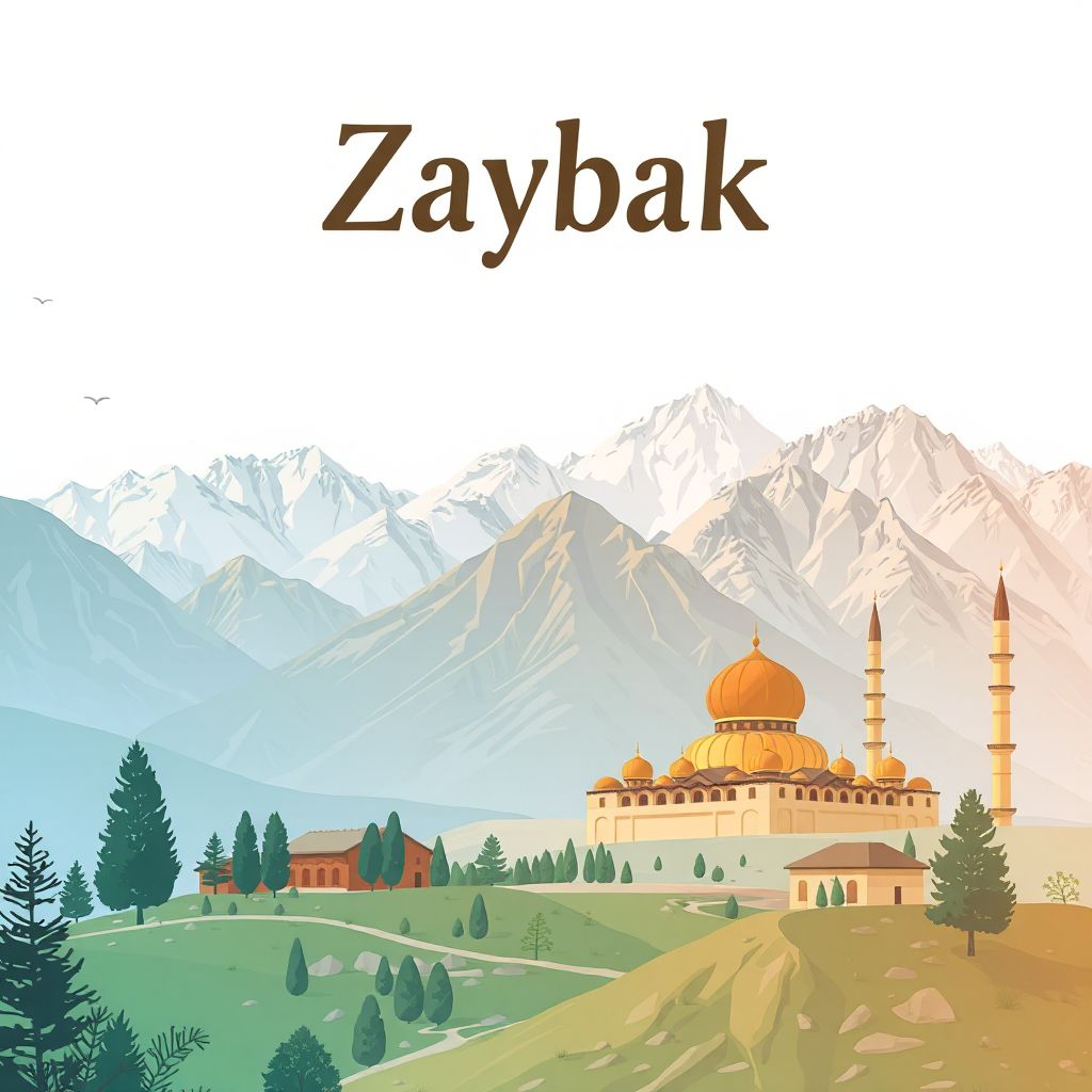 Ultra-high-definition gradient illustration style Zaybak illustration, showing the unique charm of the Pamir Mountains and Qurutob.