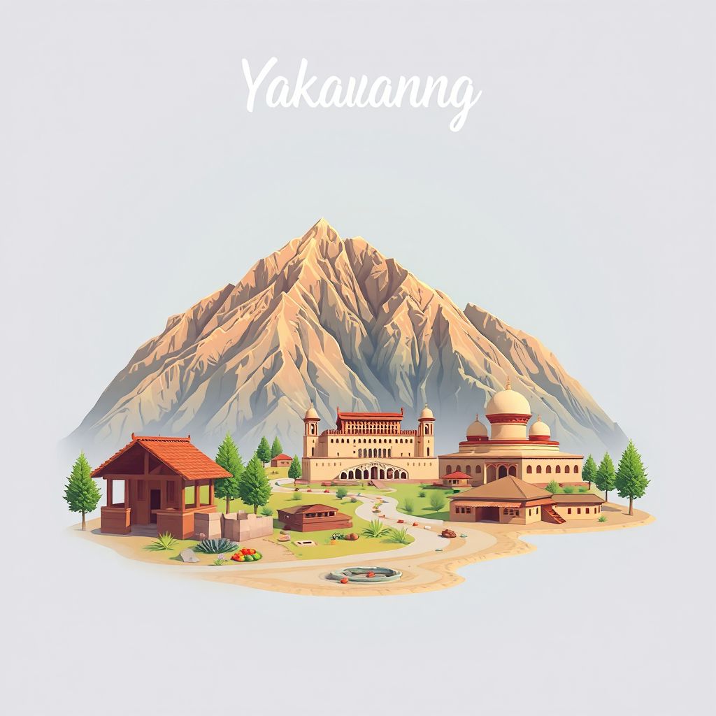 Ultra-high-definition gradient illustration style Yakawlang illustration, showing the unique charm of the Band-e Amir National Park and Mantu.