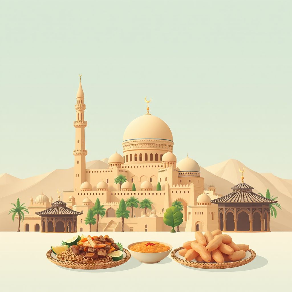 Ultra-high-definition gradient illustration style Du Lainah illustration, showing the unique charm of the Minaret of Jam and Mantu.