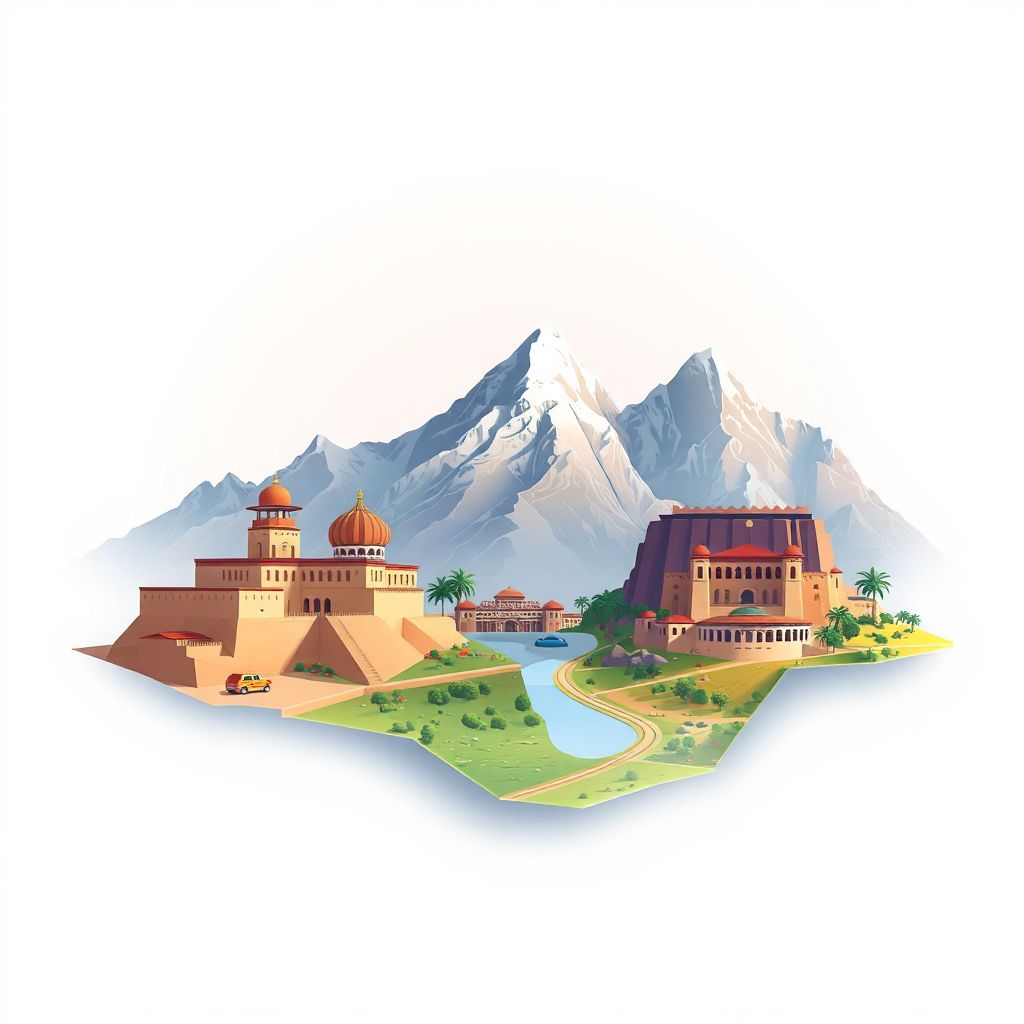 Ultra-high-definition gradient illustration style Hisah-ye Awal-e Kohistan illustration, showing the unique charm of the Salang Pass and the beautiful landscapes of the Kohistan region.