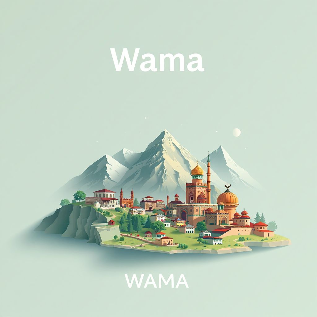 Ultra-high-definition gradient illustration style Wama illustration, showing the unique charm of the Wama Valley, the Kamdesh District, and the Nuristan Province.