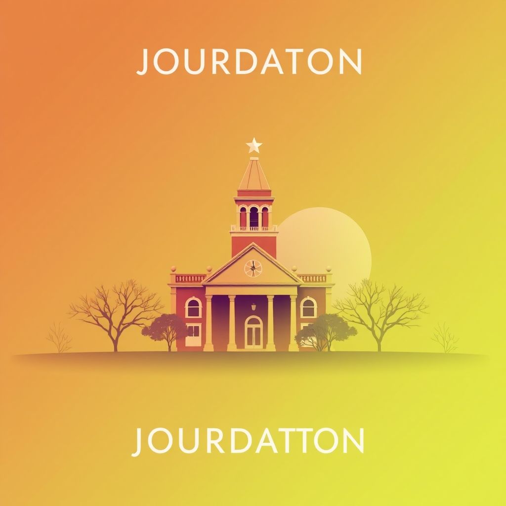 Ultra-high-definition gradient illustration of Jourdanton, Texas, featuring the Atascosa County Courthouse.
