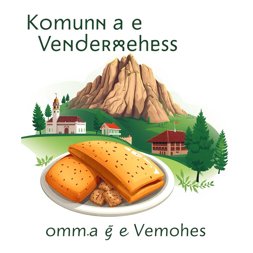 Ultra-high-definition gradient illustration style Komuna e Vendreshes illustration, showing the unique charm of the Tomorr National Park and Fëgesë.