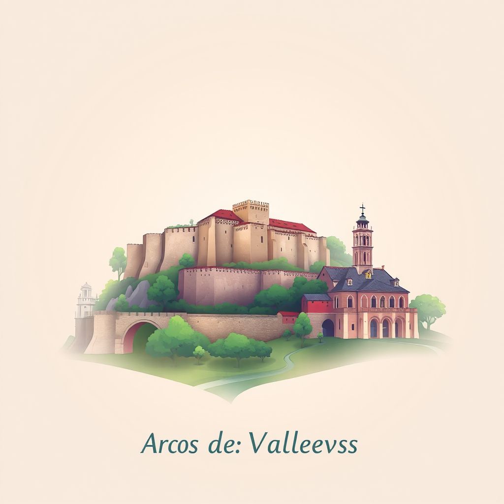 Ultra-high-definition gradient illustration style Arcos de Valdevez illustration, showing the unique charm of the Peneda-Gerês National Park, the Castle of Arcos de Valdevez.