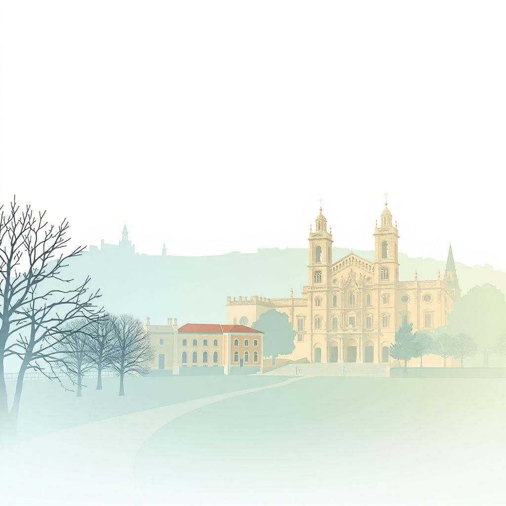 Ultra-high-definition gradient illustration of Arões (São Romão), Fafe, Braga, Portugal, featuring Sameiro Sanctuary, Braga Cathedral, and Pudim Abade de Priscos.