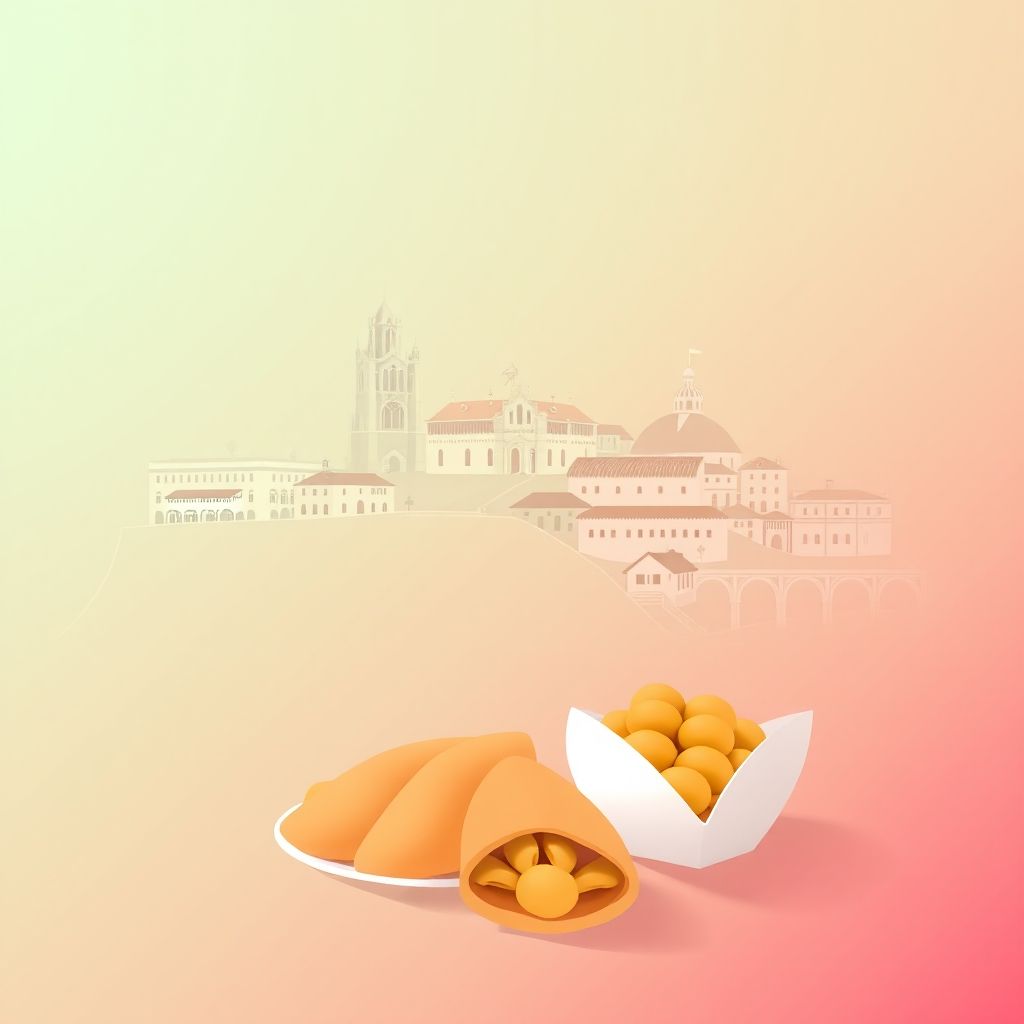 Gradient illustration of Milheirós de Poiares showcasing the Monastery of Arouca, Paiva Walkways, and Tripas à Moda do Porto.